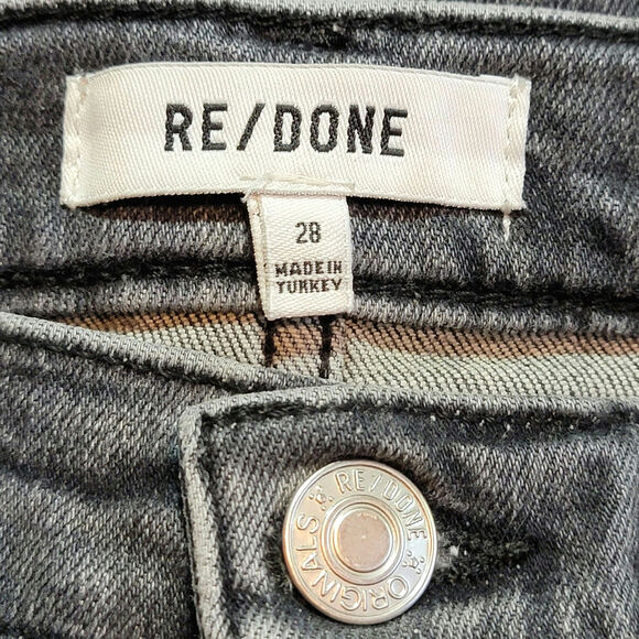 RE/DONE Originals 90s High Rise Ankle Crop Black Button Fly Straight Leg Slim 28 - Picture 14 of 16